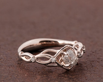 White Gold Raw Diamond Ring Celtic Engagement Ring - Etsy Canada