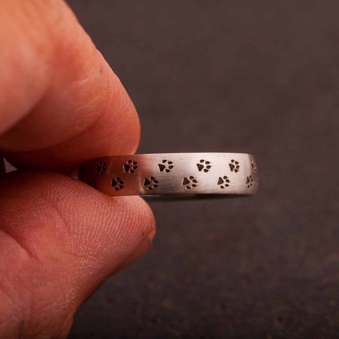 Dog Paws Engraved Band Dog Paws Ring Dog Band Comfort Fit Etsy