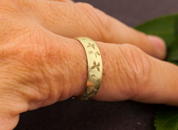 Butterflies Engraved Band Butterfly Ring Comfort Fit Ring