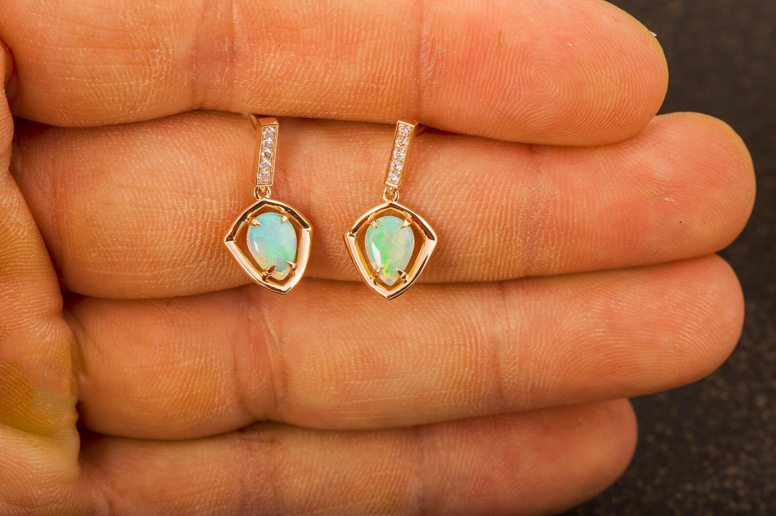 Opal Earrings Diamond Opal Earrings Etsy