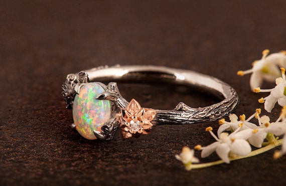 Opal store twig ring