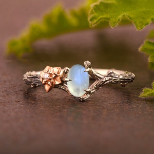 Moonstone Twig and Flower Ring image 3