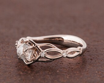 White Gold Raw Diamond Ring Celtic Engagement Ring - Etsy Canada