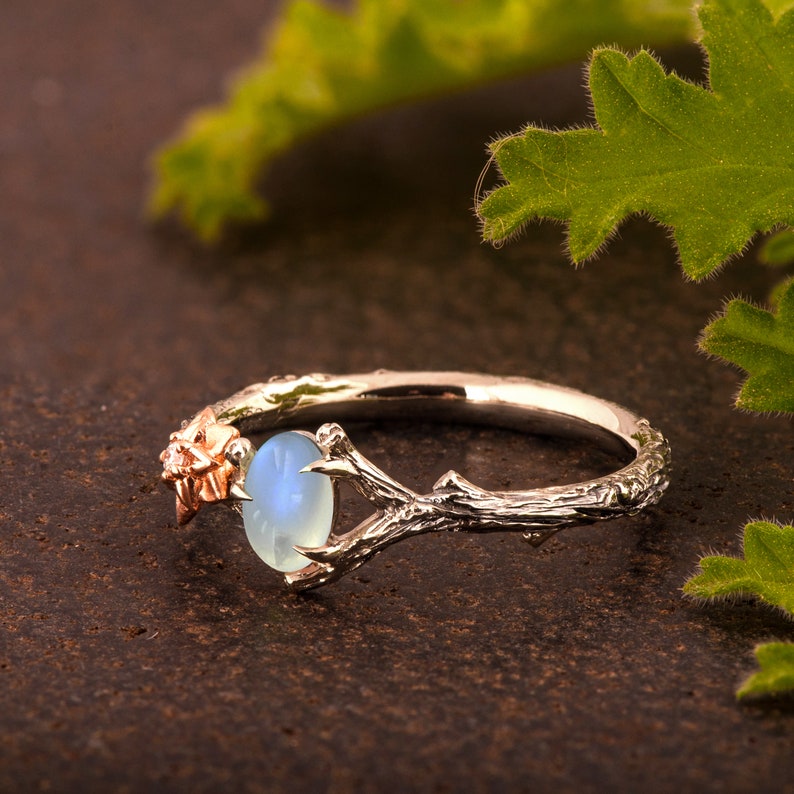 Moonstone Twig and Flower Ring image 4