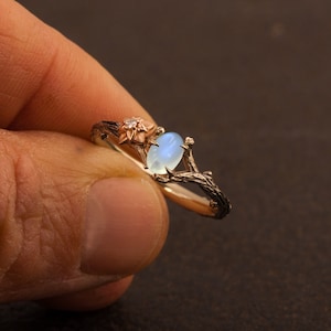 Moonstone Twig and Flower Ring image 5