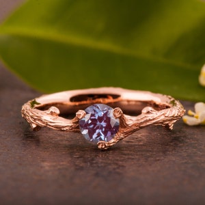 Alexandrite Twig Engagement Ring