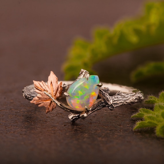 Opal leaf ring online
