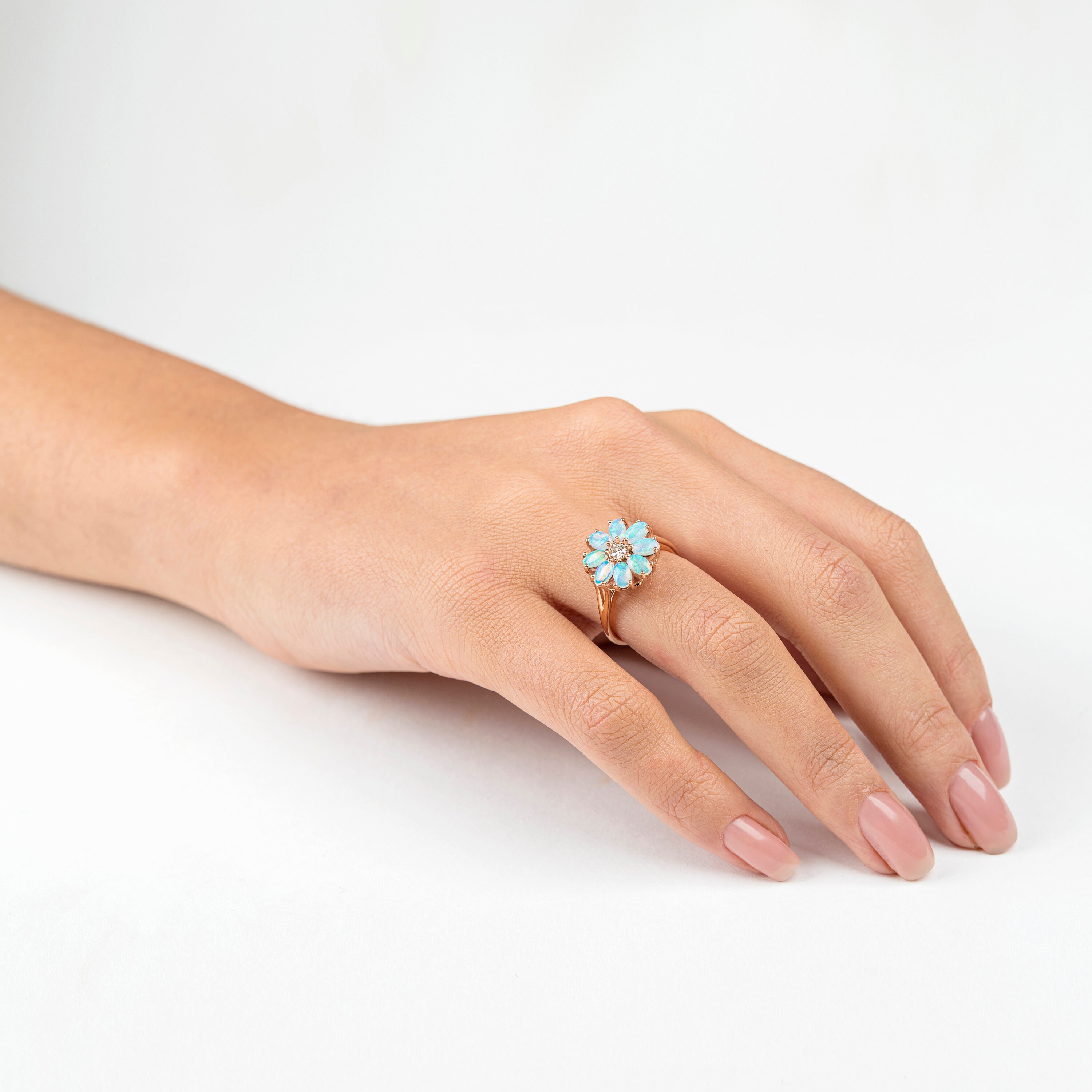 オパールリング flower 1点 opal ring Multi Stone Vintage Opal Ring, Opal Flower Ring - Etsy