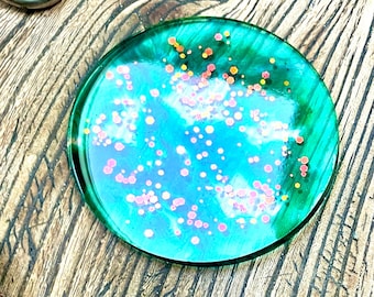 Drinks Coaster * Turquoise Eco Resin * Hand Made Gift