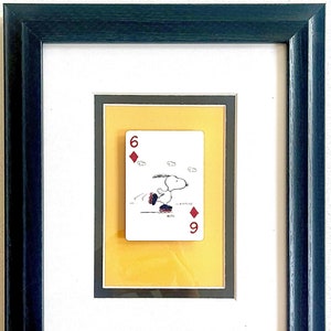 patinage à roulettes Snoopy vintage * carte à jouer encadrée 1981 * cadeau d'art mural