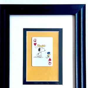 Snoopy & Woodstock * Canoe * Vintage Queen 1981 Playing Card * Wall Art Gift