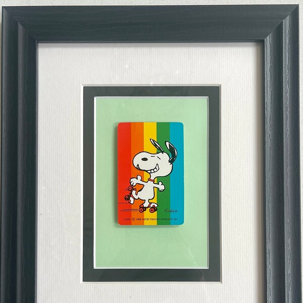 Snoopy arc-en-ciel * patinage à roulettes * vintage 1958 * jeu de cartes * cadeau d'art mural