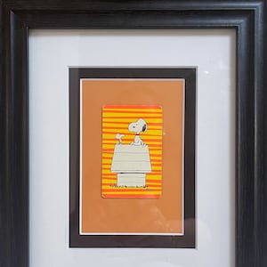 Snoopy & Woodstock 1958 * Rare Playing Card * Vintage Mid Century Orange Wall Art Gift