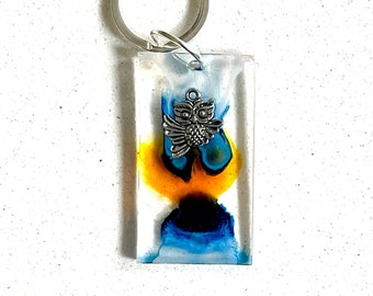 Handmade Owl Keyring * Eco Resin * Gift