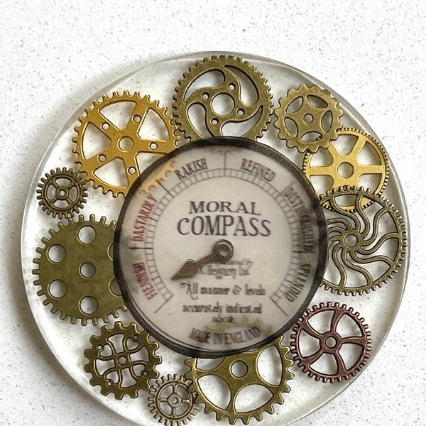 Steampunk Drinks Coaster - Moral Compass - Eco Resin - Hand Made Gift