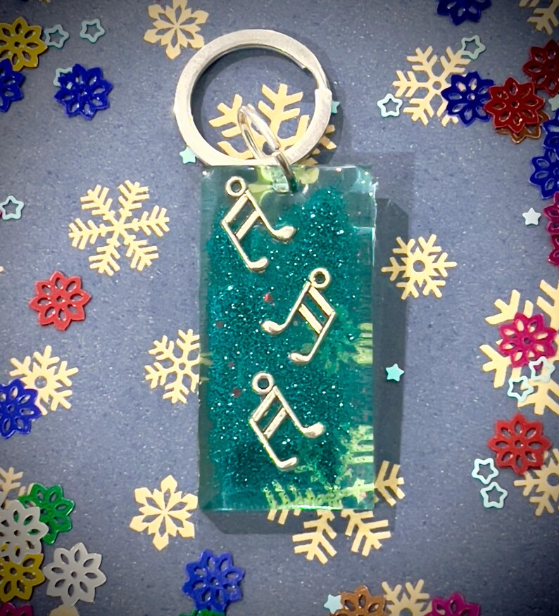 Keychain Fob * Musical Notes * Eco Resin * Sterling Silver * Hand Made ...