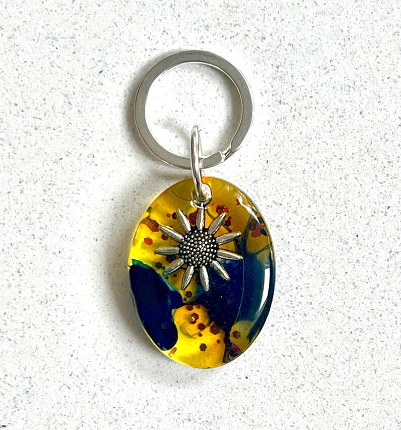 Orange Flower Keyring Eco Resin Keychain Handmade Christmas Etsy