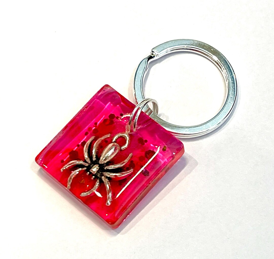 Spider Keyring * Bag Charm * Eco Resin * Sterling Silver Gift - Etsy