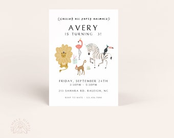 Party Animal Birthday Invitation - Digital Invite (customizable)