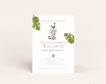 Moana - Pua & Hei Hei - Digital Invitation