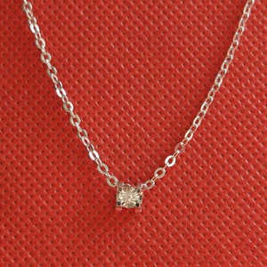 0.02 Carat Diamond Pendant Necklace: 18K White Gold, Minimalist Design