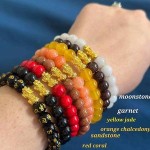 18K Gold Pixiu Bracelet: Natural Gemstone Piyao Wealth Bead