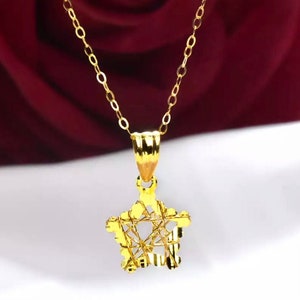 18k Yellow Gold Star Pendant Necklace: Minimalist Fine Jewelry