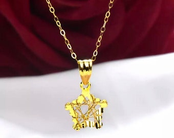 18k Yellow Gold Star Pendant Necklace: Minimalist Fine Jewelry