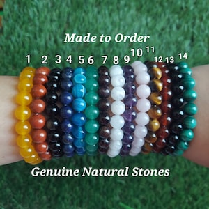 Natural Stone Bead Bracelet: Crystal Healing, Chakra Energy, Gemstone Jewelry