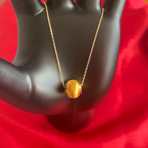 Real 18k 750 Solid Gold Jewelry Brushed Loose Bead Ball Pendant Charm Necklace for Women Fine Jewelry, 18 Karat Gold Floating Ball Necklace