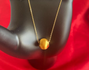 18k Solid Gold Ball Pendant Necklace - Brushed Finish