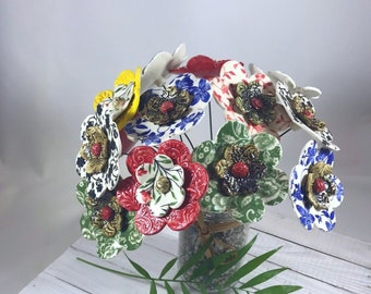 Ceramic flowers with rounded petals your choice, for vase, home, garden, creative decore. Hand made. Ready to ship