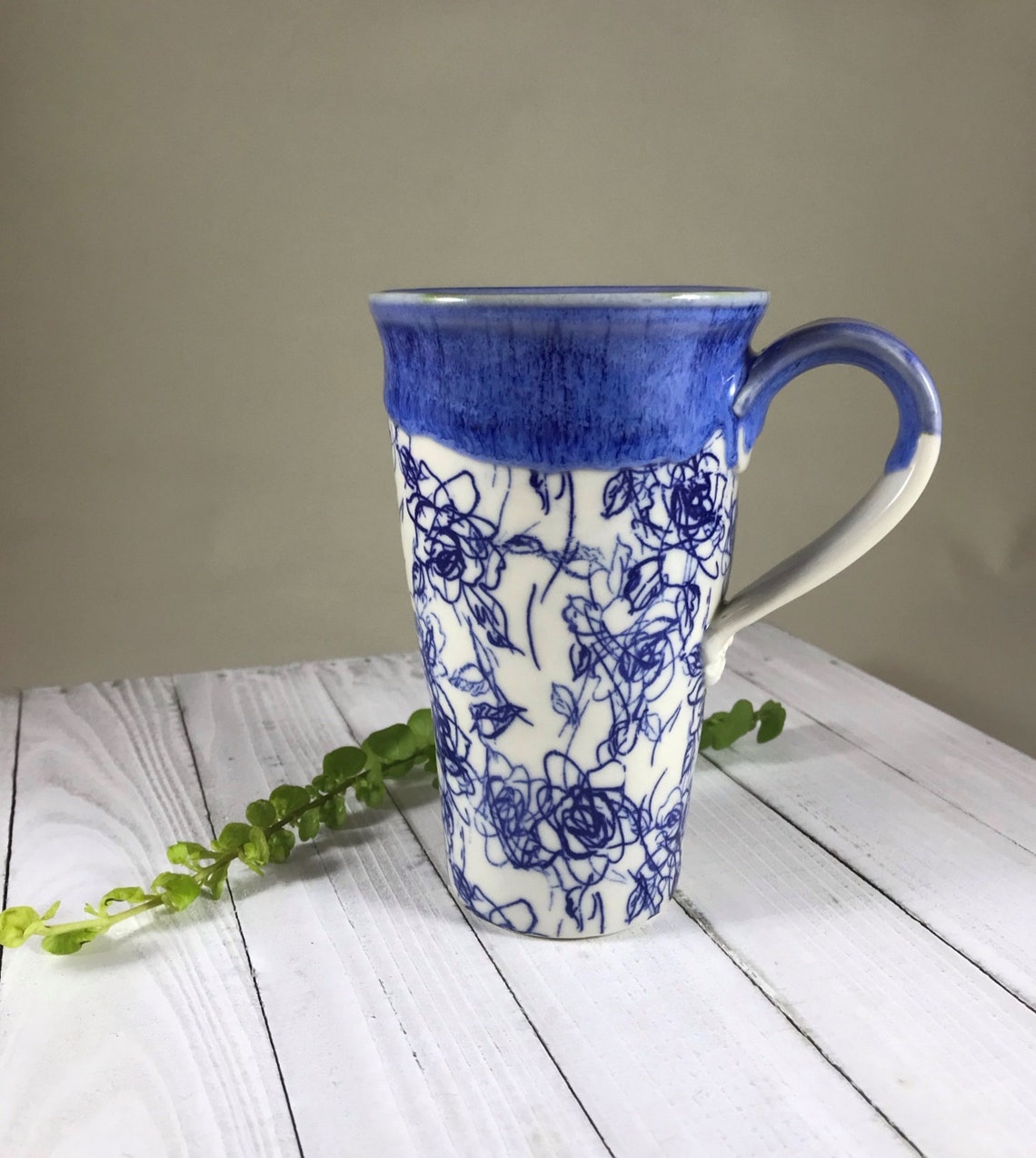 Porcelain travel mug handmade Pottery travel mugblue with Etsy