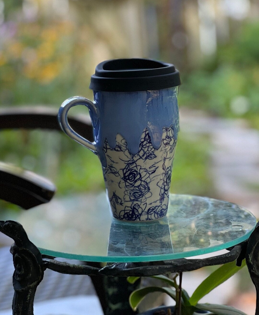 Porcelain Travel Mug Handmade Pottery Travel Mugblue With Etsy