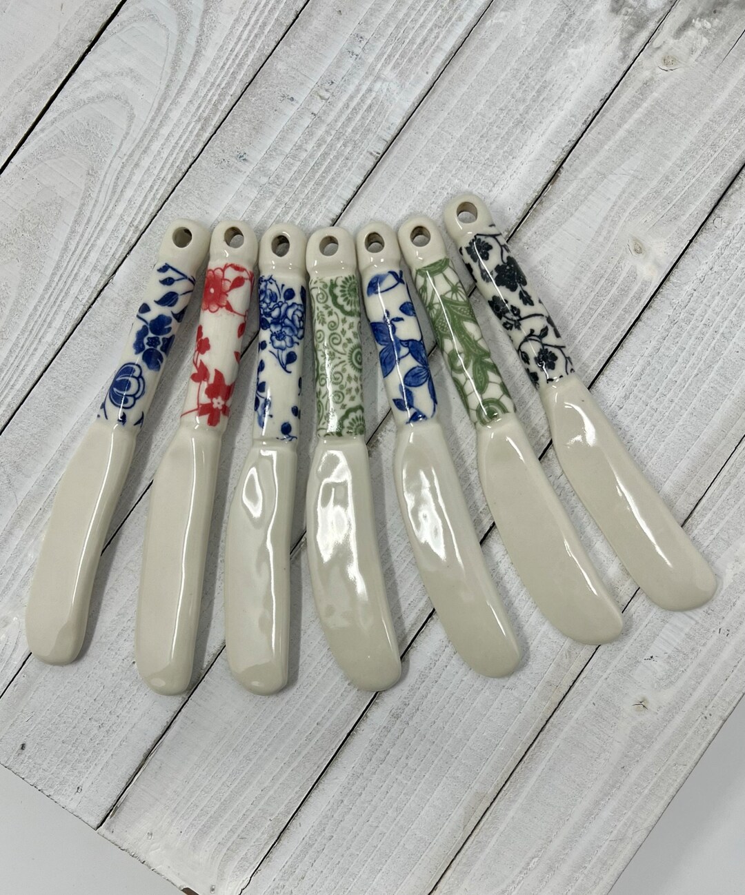Porcelain Butter Knives, Dip Spreaders, Hand Made, Includes Gift Box