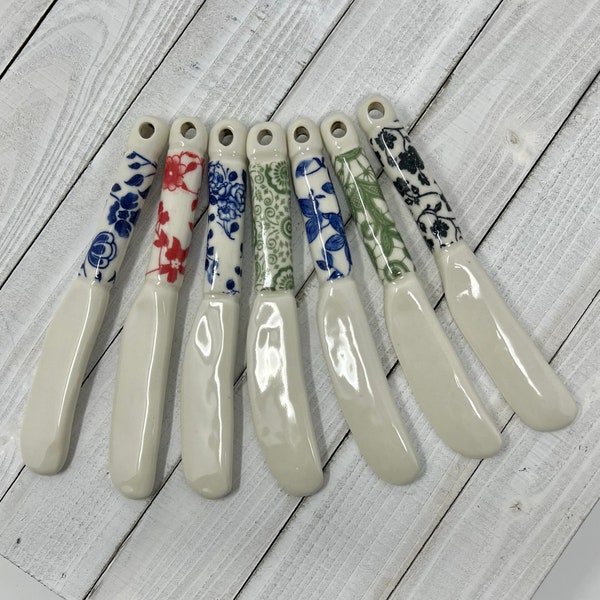 Porcelain butter knives, dip spreaders, hand made, includes gift box, ready to ship