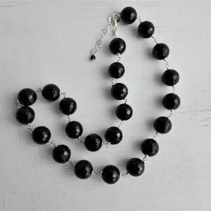 BLACK OBSIDIAN - Natural Black Obsidian Gemstone Rosary Necklace