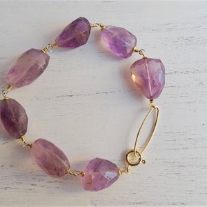 NATURAL AMETRINE QUARTZ - Rosary bracelet with natural ametrine quartz gemstones and 925 silver components