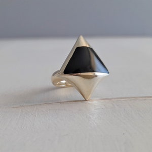 ENAMEL AND SILVER - Unisex gothic style ring, solid 925 Italian silver