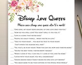 Match Love Quotes Bridal Shower Game, Printable Template, Instant download