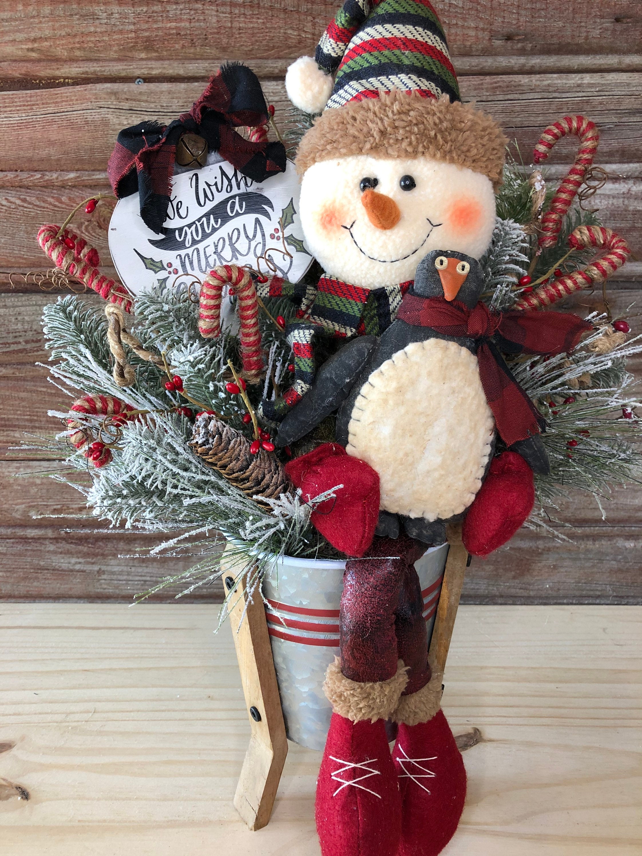 Snowman Centerpiece Snowman Arrangement Christmas | Etsy