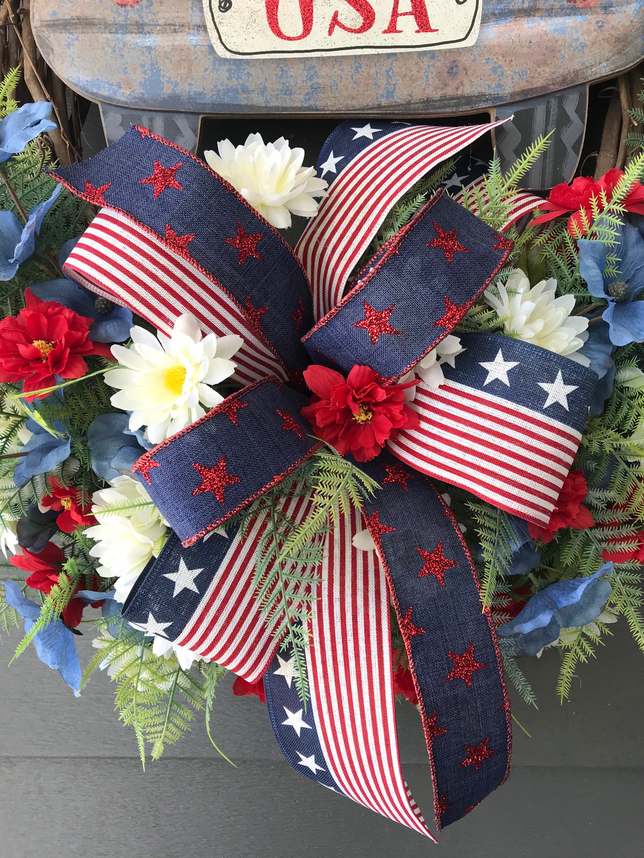 USA Truck Grapevine Wreath Grapevine Wreath Red White and Etsy