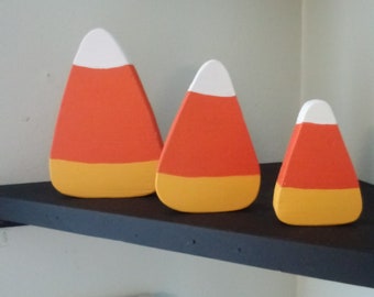 CANDY CORN WOOD Blocks, Candy Corn, Halloween Wood, Halloween Blocks, Halloween Decor, Kitchen Decor, Classroom Decor, Tiered Tray Decor