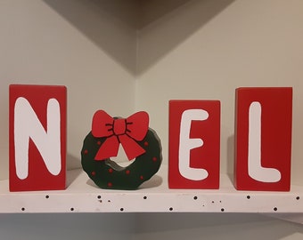Blocs de Noël NOEL - Noël, décorations de Noël, couronne de Noël, décoration de ferme, décoration des fêtes, décoration de manteau de Noël