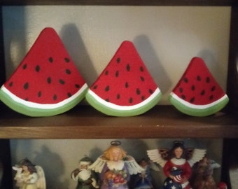 SUMMER WATERMELON BLOCKS - Summer Decor, Kitchen Decor, Gifts for the Cook, Fruit Decor, Tiered Tray Decor, Farmhouse Decor,