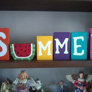 SUMMER "WATERMELON" BLOCKS - Summer Decor, Kitchen Decor, Summer Wood Blocks, Wood Summer Decor, Gifts for the Cook, Housewarming gifts