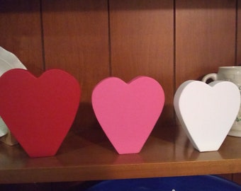 HEART WOOD Blocks - Valentines, Valentines Wood Sign, Valentines Day Decor, Valentines Blocks, Hearts, Tiered Tray Decor, Farmhouse Decor
