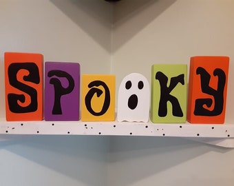 HALLOWEEN SPOOKY BLOCKS - Halloween Decor, Halloween Wood Signs, Halloween Decorations, Spooky, Mantle Decor, Office Decor, Halloween Blocks