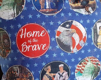 HOME of the BRAVE MILITARY Pillow - Complete, Americana Decor, 4th of July, Veteran's Day, Memorial Day, Military, Soldiers, Military Decor