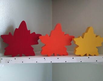 3PC. FALL LEAVES Blocks - Fall Decor, Autumn Decorations, Halloween Decor, Thanksgiving Decor, Fall Wood Signs, Autumn Mantle Decor